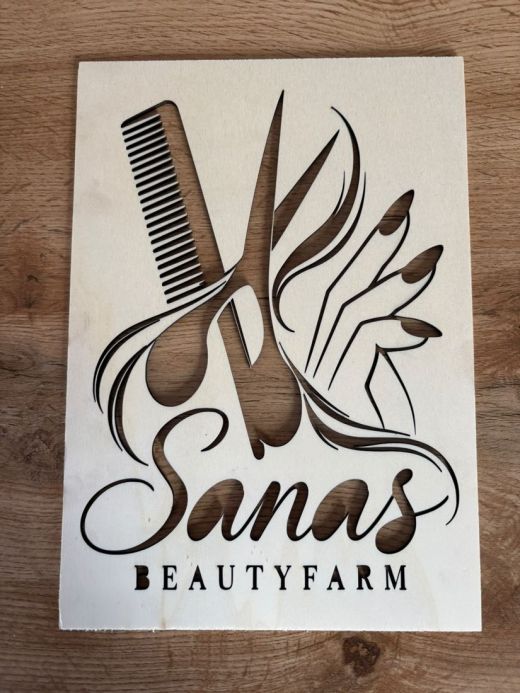 Ausgeschnittenes Schild: Sanas Beautyfarm